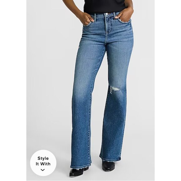 Express High Waisted Hyper Sculpt '70s Flare Jeans 10R - Picture 1 of 8